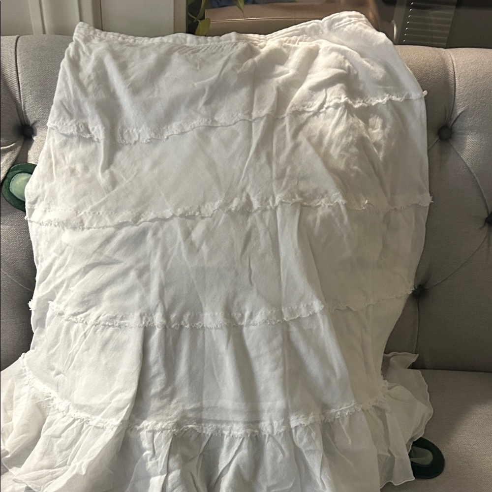 Studio West White Tiered Midi Skirt